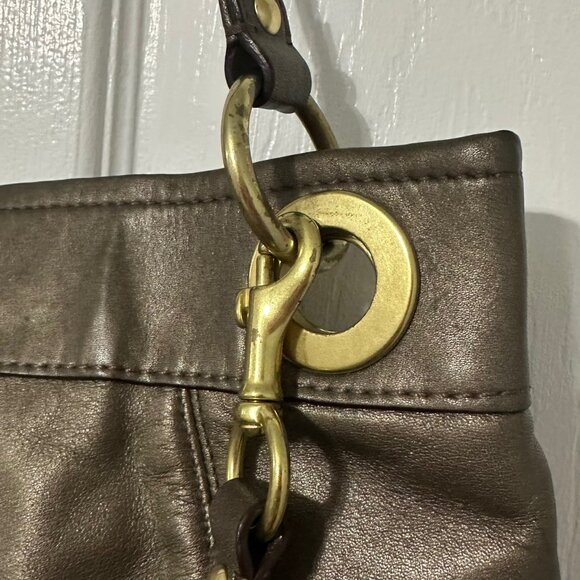 Coach Crossbody Purse, Metallic Bronze/Brown Leather.  Authentic - Picture 5 of 8